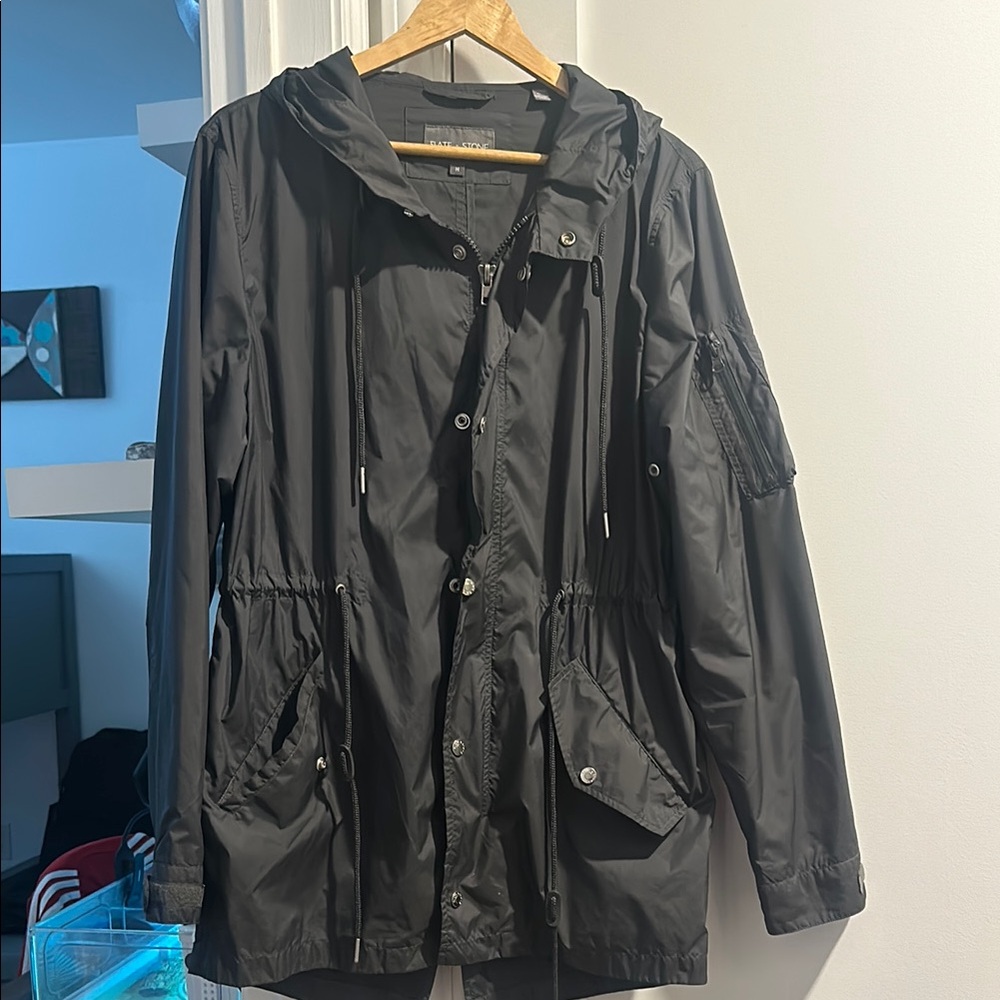 Slate and Stone Black Hooded rain jacket